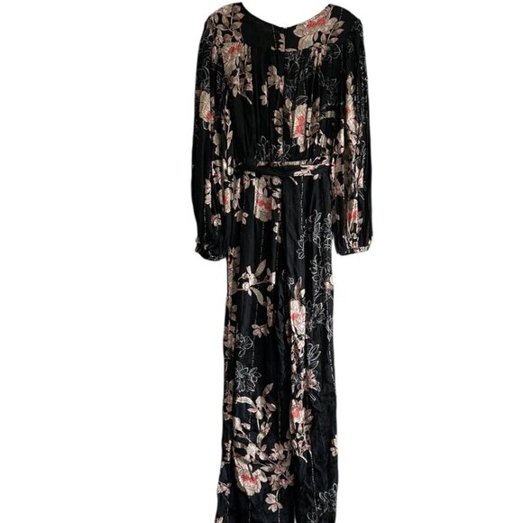 Anthropologie Harlyn Audria Black Multicolour Floral Jumpsuit Size L - Picture 3 of 7